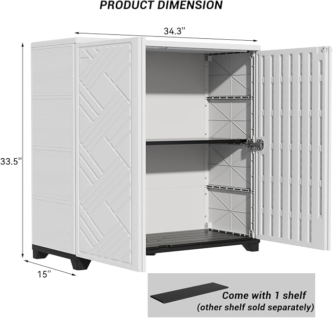 Outdoor Storage Cabinet Waterproof, 60 Gallon Resin Outdoor Storage Shed - Image 3