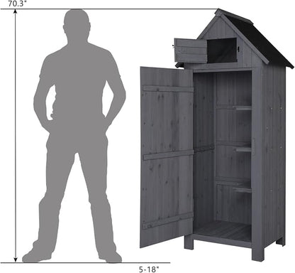 Outvita Outdoor Storage Shed, 70 Inch, Waterproof Tool Storage Cabinet - Image 5