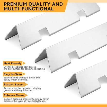 15.3 Inch Flavorizer Bars for Weber Spirit I & II 200 Gas Grill with Front-Mounted Knobs, for Spirit E210 S210 E220 S220, Stainless Steel, 3 PCS, for Weber Spirit Grill Parts 7635