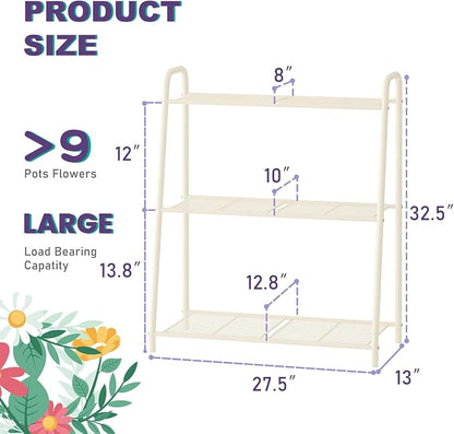 3-Tier Corner Plant Stand, Metal Black Flower Pot Rack, Indoor Outdoor Heavy - Image 5