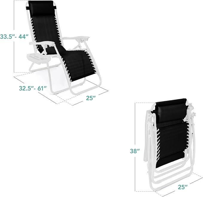 Best Choice Products Set of 2 Adjustable Steel Mesh Zero Gravity Lounge Chair - Image 3