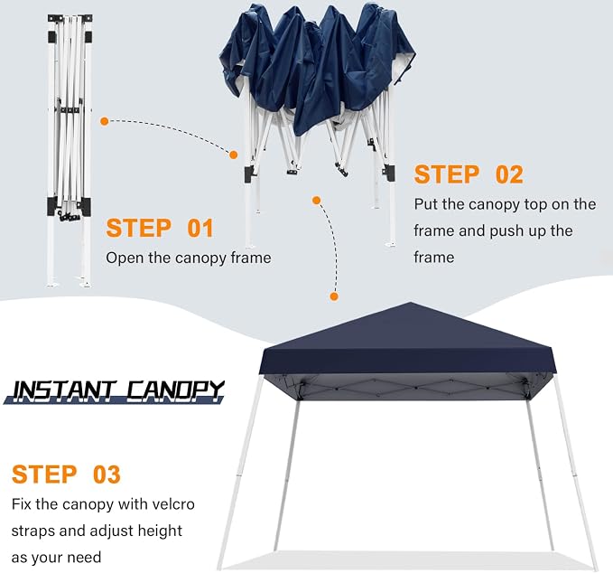 10x10FT Slant Leg Pop Up Canopy Tent, Portable Outdoor Shelter | 10x10FT Base - Image 2