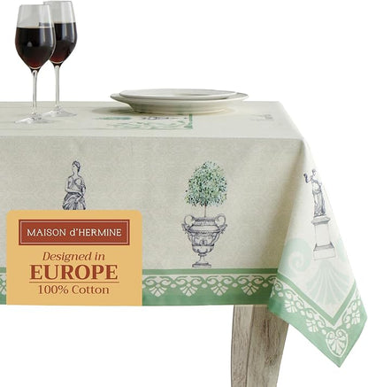 Maison d' Hermine Table Cloth Square Table 100% Cotton 60 x 60 Inches Tablecloth Reusable Decorative for Dining Room, Farmhouse, Home, Party, Festive & Wedding Spring Summer - Jardin Du Roy