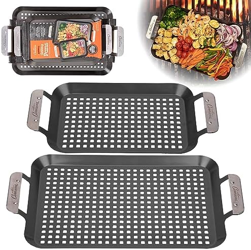 Camerons BBQ Grill Topper Non-Stick Grilling Pans, 2 Pack by Camerons