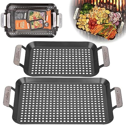 Camerons BBQ Grill Topper Non-Stick Grilling Pans, 2 Pack by Camerons