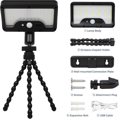 2 Pack Solar Grill Lights with 92 LEDs, 3 Motion Sensor Light Modes & Energy-Saving Desigh, 360° Adjustable Smoker BBQ Grill Accessories, Octopus Shaped, Grill Gifts for Him Her Parents Husbands