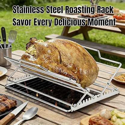Stainless Steel Adjustable Foldable Broiling Rack - Image 2