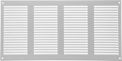 Repa Market Air Vent Cover 16x8 Inch (Outer Dimensions) White Galvanized Steel Louvered Grill Cover with Mesh Screen/Wall or Ceiling Vent/HVAC Register for Indoor and Outdoor Ventilation