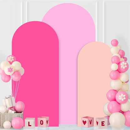 MODFUNS Colorful Arch Backdrop Cover 6&6.6&7.2ft Spandex Arch Cover Set of 3 Chiara Arch Covers Stetchy Backdrop Fitted Wedding Arch Covers for Bridal Baby Shower Birthday Party Banquet Decor