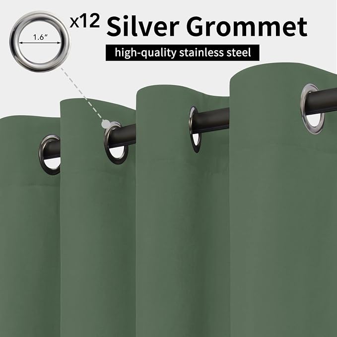 Easy-Going Outdoor Curtains for Patio 1 Panel, 110x96 inch, Sage Green | - Image 2
