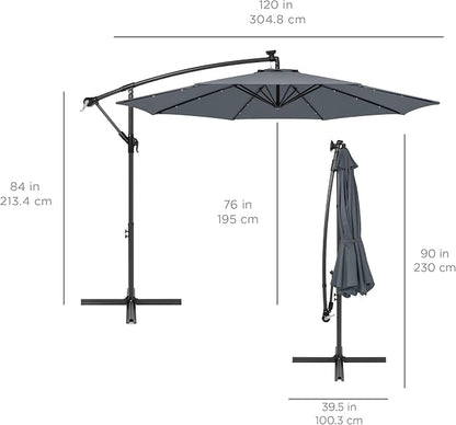 Best Choice Products 10ft Solar LED Offset Cantilever Hanging Market Patio - Image 7