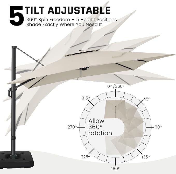 Hoteel Outdoor Patio Umbrella - 10ft Cantilever Umbrella - Image 4