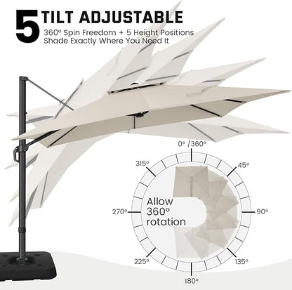Hoteel Outdoor Patio Umbrella - 10ft Cantilever Umbrella - Image 4