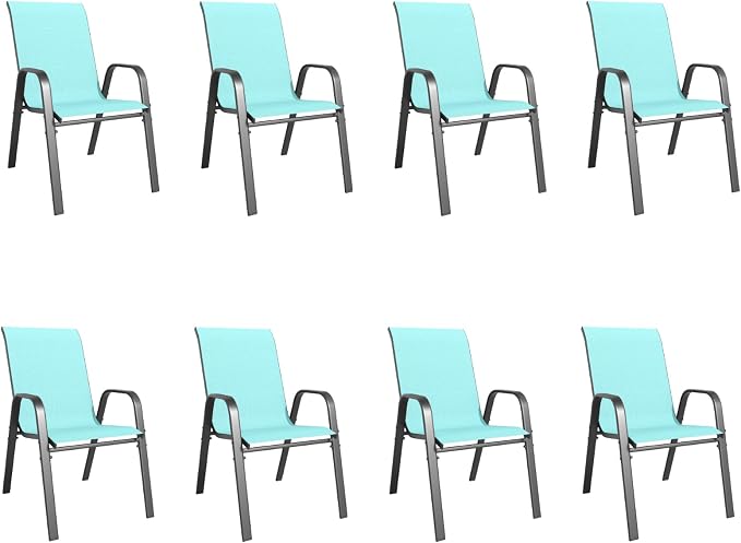 Patio Dining Chairs Set of 8 Outdoor Stackable Dining Chairs by TQKVIPI
