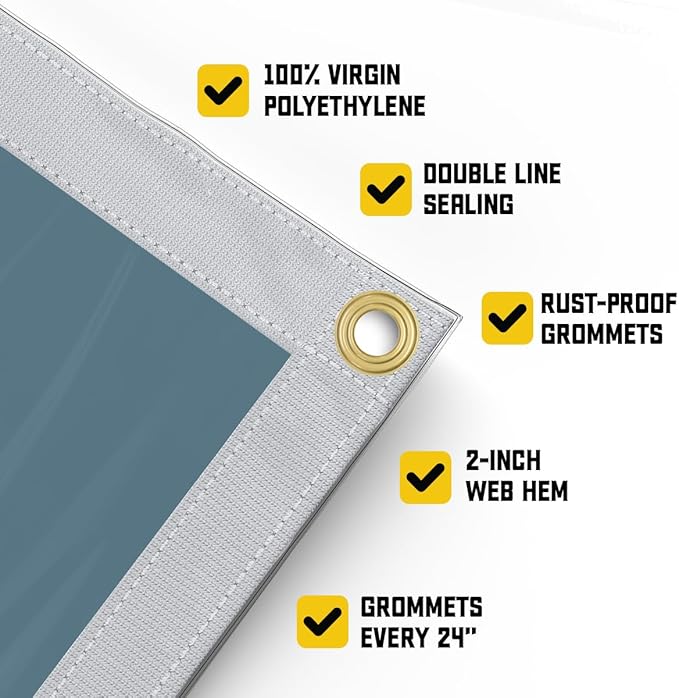 Core Tarps 30 Mil Extreme Heavy Duty Clear Tarp with Grommets - 5x7ft Super Clear Tarps Heavy Duty Waterproof Vinyl Tarpaulin, Transparent Tarp for Outdoor, Camping & Construction, Blue