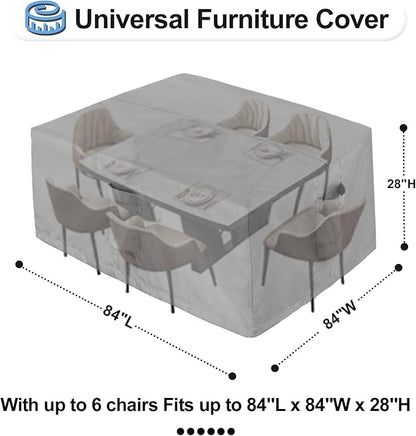 OutdoorLines Outdoor Waterproof Patio Table Furniture Set Covers - Square Couch Sectional Cover Outside Weatherproof Patio Furniture Covering for Deck, Lawn and Backyard 84" L x 84" W x 28" H, Grey