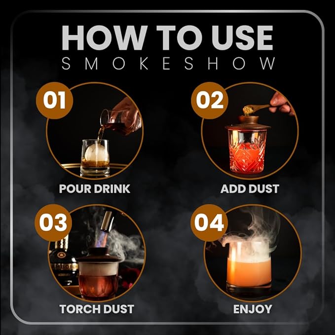 Smokeshow Cocktail Smoker Bundle with Kitchen Torch, One Flavor of Wood Chips Hickory (No Butane Included)