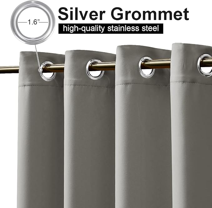 NICETOWN Room Darkning Bedroom Curtain W84 x L84, Stainless Steel Grommet Top - Image 2