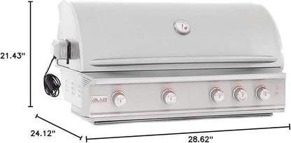 Blaze Outdoor Grill | 44-inch Stainless Steel Propane BBQ Grill | Built-in 4 Burner Barbecue | Professional Outdoor Grilling | Rear Infrared Burner & Grill Lights | BLZ-4PRO-LP