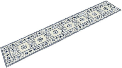 Mexican Table Runner, Blue Floral Birds Mexico Talavera Tiles Ceramic Dia De Los Muertos Coffee Table Center Decor for Family Kitchen and Dining Farmhouse Indoor Outdoor Table Decorations, 13"x72"