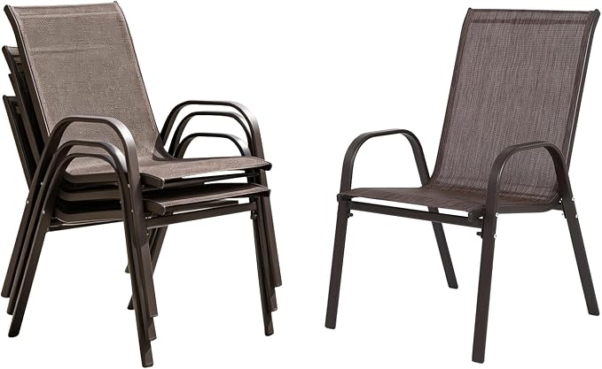 Patio Chairs Set of 4, Stackable High Back Outdoor Dining Chairs by Unknown