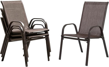Patio Chairs Set of 4, Stackable High Back Outdoor Dining Chairs by Unknown