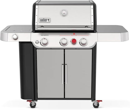 Weber Genesis S-335 Liquid Propane Gas Grill for Outdoor Cooking, 3 Burners and 1 Side Burner, Stainless Steel