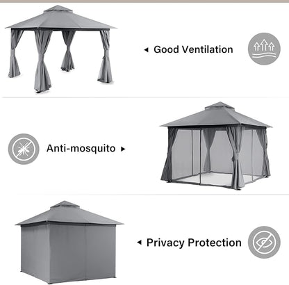 10'x10' Outdoor Gazebo, Heavy Duty Metal Frame Patio Canopy - Image 5