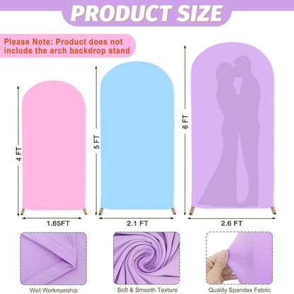 MODFUNS Spandex Arch Cover Set of 3 Mixed Color Arch Backdrop Cover 4&5&6ft Fitted Arch Covers Stetchy Backdrop Chiara Arch Stand Covers for Wedding Ceremony Banquet Birthday Party Decor