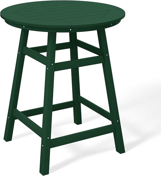 Costaelm Patio Bistro Table, 37" Counter Height Round Patio Cocktail Bar Table with Umbrella Hole, Outdoor Bistro Dining Pub Table for Front Porch Deck Backyard Garden, Dark Green