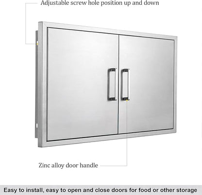 Outdoor Kitchen Door, 33" W21 H Outdoor Kitchen Access Door, Stainless Steel BBQ Double Door, Available for Outdoor Kitchen Island or Outdoor Kitchen
