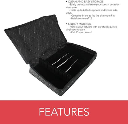 LAMINET Quilted Dinnerware Storage Case (Flatware, Black A)