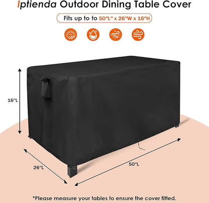 Outdoor Table Cover for Patio Coffee Table, 50inch Small Waterproof Patio Furniture Cover for Rectangular Coffee Table-50"L x 26"W x 16"H