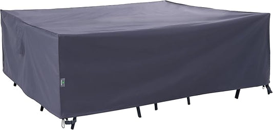 F&J Outdoors Heavy Duty Waterproof Anti-UV Rip-stop Fabric Extra Large Patio Furniture Covers, Grey, 180"x96"x36"