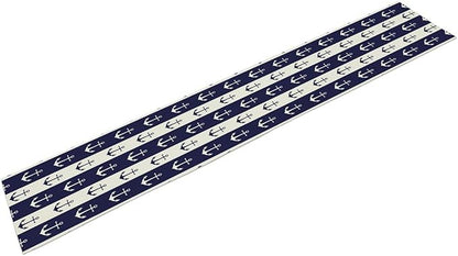 Nautical Anchor Table Runner, Ocean Beach Coastal Beach Stripe Background Theme Table Runner for Dining Kitchen Party Holidays Home 13x90in