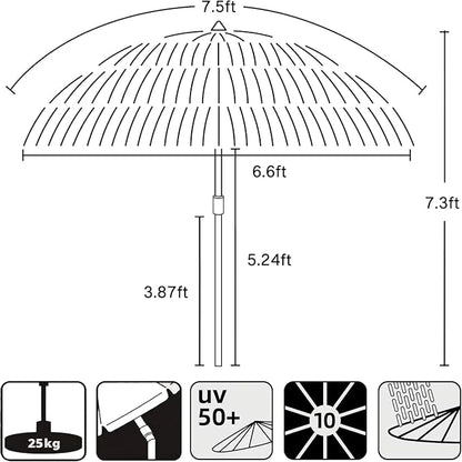 AMMSUN 7.5ft Hula Thatched Hawaiian Tiki Patio Beach Umbrella - Image 5