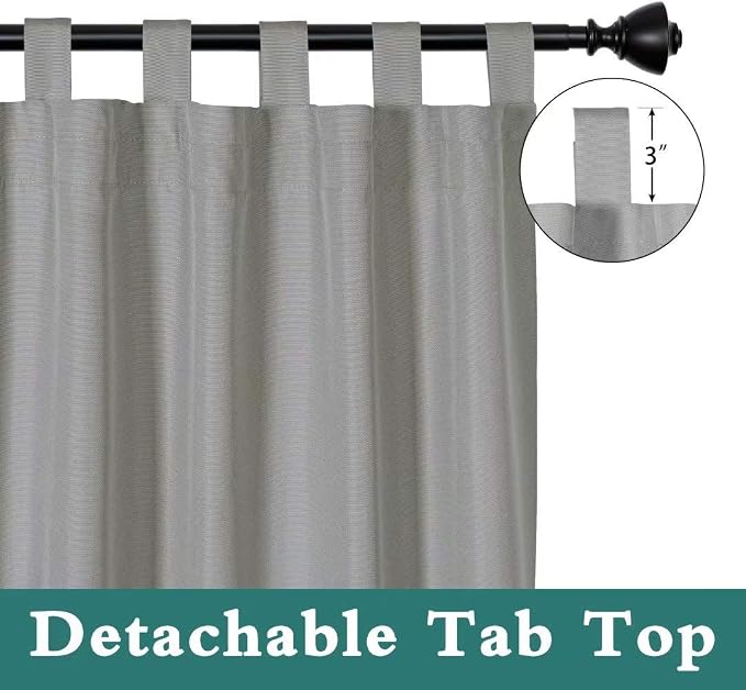 LORDTEX Indoor/Outdoor Curtains Waterproof Tab Top Patio Curtains | Sun - Image 3