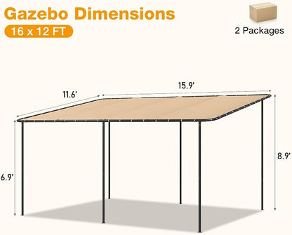 16x12 Lean to Pergola Outdoor Gazebo - Image 4