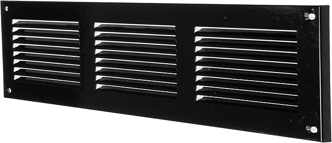 Repa Market 2-Pack 12x4 Inch Air Vent Cover/Black Galvanized Steel Louvered Grill Cover with Mesh Screen/Wall or Ceiling Vent/Durable Flush Mount HVAC Register for Indoor and Outdoor Ventilation