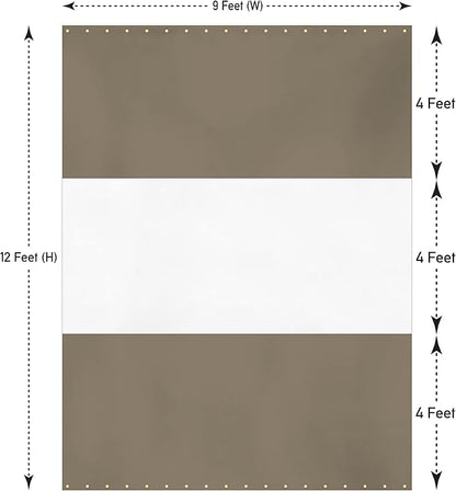 Covers & All Outdoor Clear Panel Curtain, 12 oz Vinyl Outdoor Curtains for Patio, Weather Resistant Waterproof Tarp with Brass Grommets for Pergola, Porch, Gazebos, Balcony (12'H x 9'W Feet, Beige)