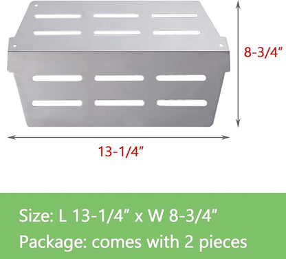 GasSaf Heat Deflector Replacement for Weber 65505 7622, Genesis 300 Series(2011-Newer) E310 E320 E330 S310 S320 S330 with Front-Mounted Control, Grill Parts for Weber 62756 (2PCS 13 1/4” x 8 3/4")