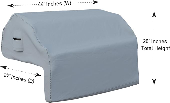 Covers & all Built-in Outdoor Grill Cover, Durable Heavy Duty 18 Oz Waterproof Cover Tuff Material with Air Pocket & Elastic for Snug Fit (44" W x 27" D x 26" H inches, Gray)