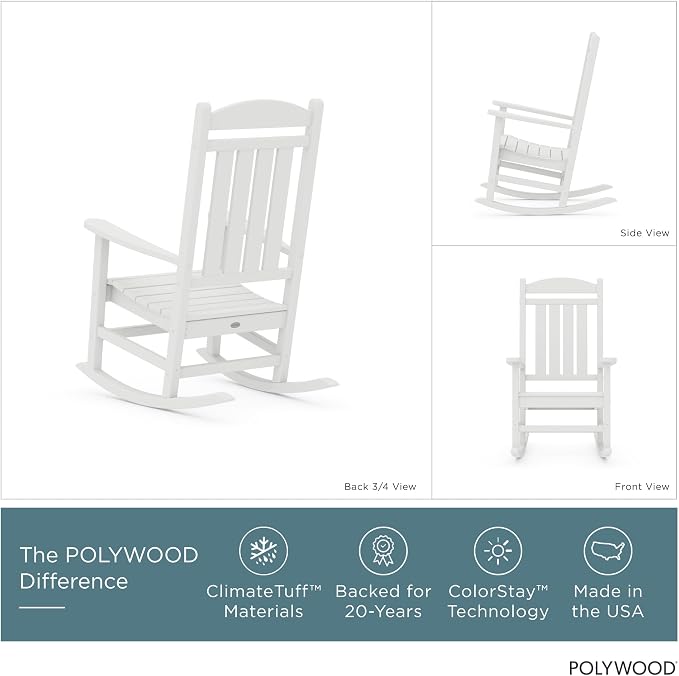 POLYWOOD Presidential Rocking Chair in White - Image 3