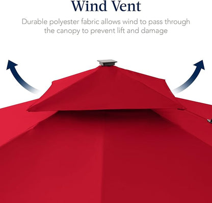 Best Choice Products 12x12ft LED Cantilever Patio Umbrella w/Base Included & - Image 7