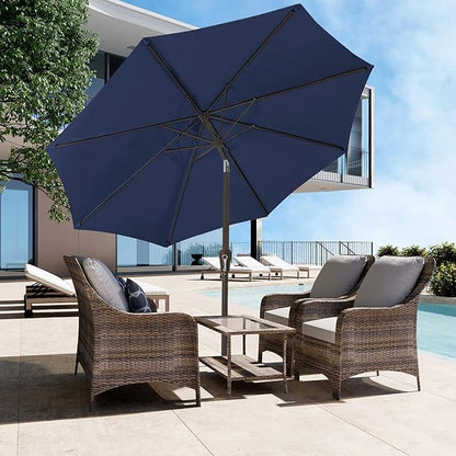 JEAREY 9FT Outdoor Patio Umbrella, Market Umbrella, Purplish Blue | Outdoor - Image 2