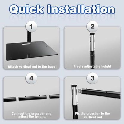 Pipe and Drape Backdrop Stand 10ftx10ft Adjustable Background Support System Heavy Duty Background Stand for Wedding Banquet Decorations Black