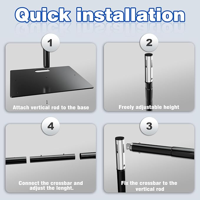 Pipe and Drape Backdrop Stand 8ftx10ft Adjustable Background Support System Heavy Duty Background Stand for Wedding Banquet Decorations Black