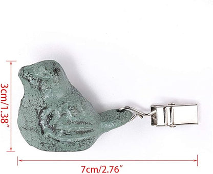 OwnMy Set of 4 Tablecloth Weights Clip on, Pendant Tablecloth Weights Kit with Cast Iron Antique Birds, Outdoor Garden Party Picnic Table Cloths Clips (Green)