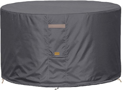 Fire Pit Cover 600D Heavy Duty Waterproof Fabric With PVC Coating Round 22" Dia x 16" H Dark Grey Fits 18-20 inch Fire Pit Table Fade Resistant Outdoor Firepit Cover