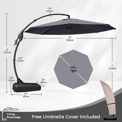 Grand patio 12FT Large Cantilever Round Umbrella - Image 2